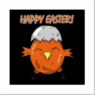 Cute orange Easter chick - Happy Easter! Posters and Art